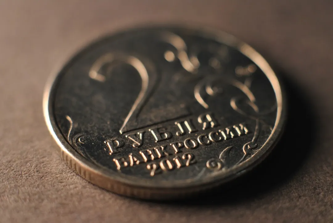 A close up of a coin on a table