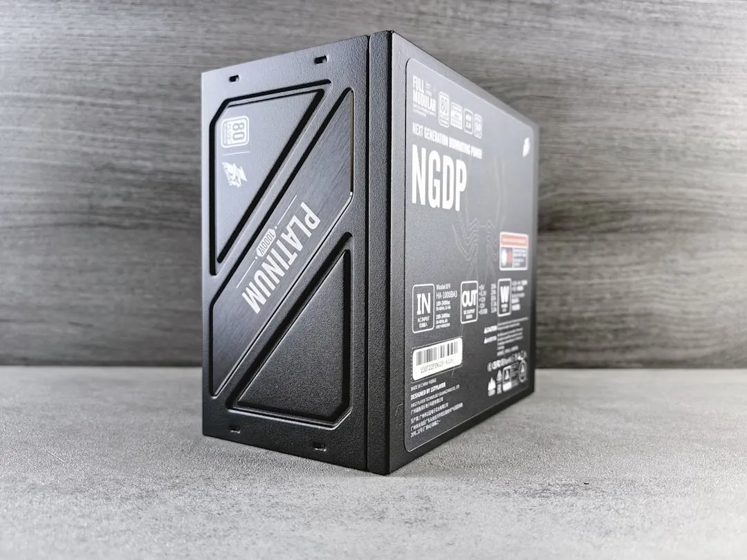 a black computer case sitting on top of a table